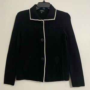 Talbots knit sweater blazer black/white size petite